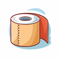 Cartoon illustration showcasing a roll of bandage or medical tape with a simple design
