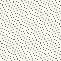 Seamless vector pattern with thin diagonal zigzag. Abstract monochrome background featuring dynamic striped tiles. Suitable for use as a swatch in Illustrator.