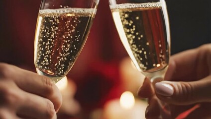 Two people toasting with champagne flutes.