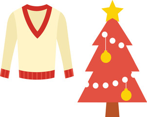 vector illustration of a christmas tree and snowman