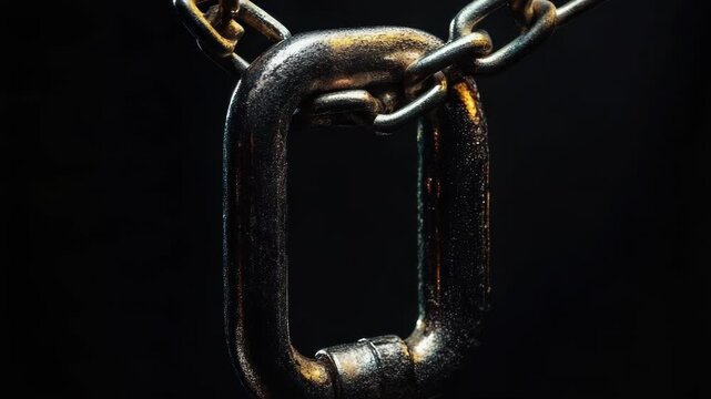 Video A close-up shot of a chain on a black background, useful for jewelry or metalwork s