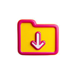 Vibrant Folder Download Icon Isolated on Contrasting Background for Digital Content Management and File Organization Concepts