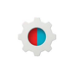 Single Gear Icon Isolated on a Contrasting Background with Vibrant Color Sections Ideal for Design and Creative Projects
