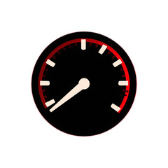 Single Speedometer Icon Isolated on Black Background with Contrasting Red Accents for Visual Representation of Speed Measurement