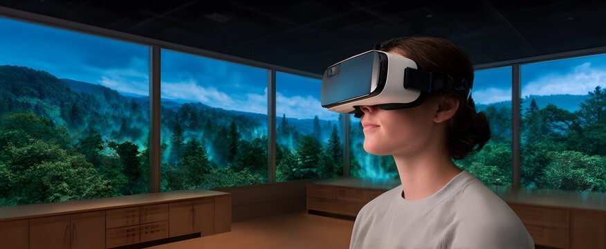 the featuring virtual students and engaging immersive learning setting - Powered by Adobe