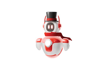3d santa ai robot icon. christmas chatbot concept. Minimal cartoon santa bot mascot helper for christmas website hero banner. isolated on white background. 3d render.