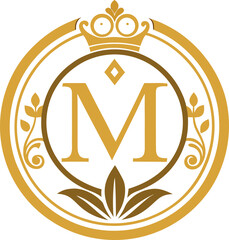 Elegant golden monogram design template with letters