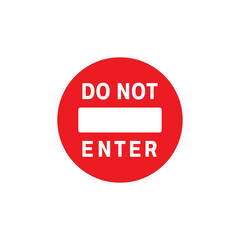 Sign do not enter. Red warning icon. Street symbol no entry. Red, isolated, round no-entry sign, on a white background. Prohibition sign 