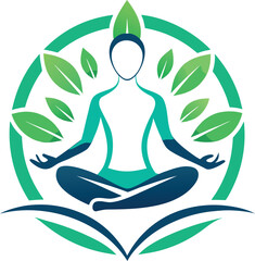 Clean meditation and yoga wellness logo design