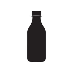 Plastic milk bottle silhouette vector flat illustration design on white background