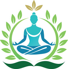 Clean meditation wellness yoga logo design