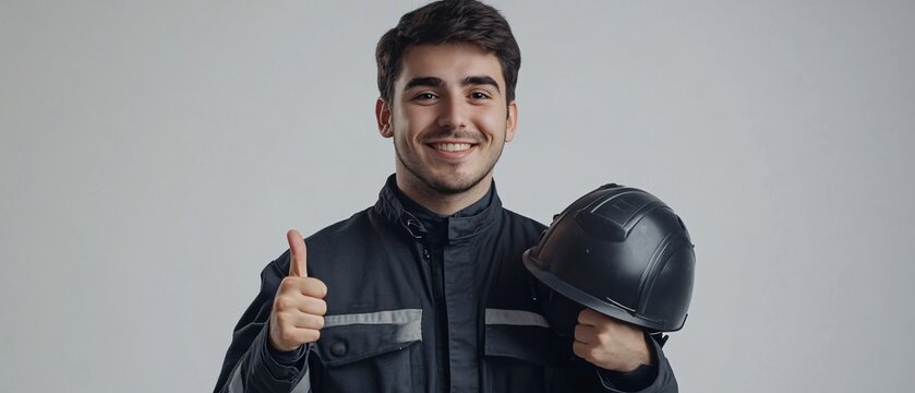 Cheerful young technician in work attire