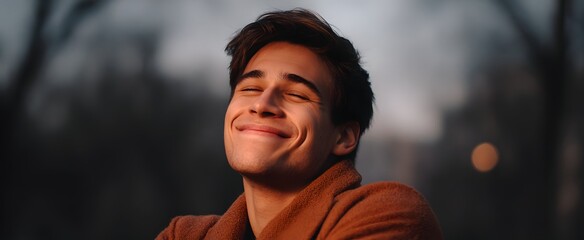 A young man basks in a moment of pure unrestrained happiness like sunshine unleashed.