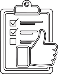 Clipboard with checklist and thumbs up icon to do list task