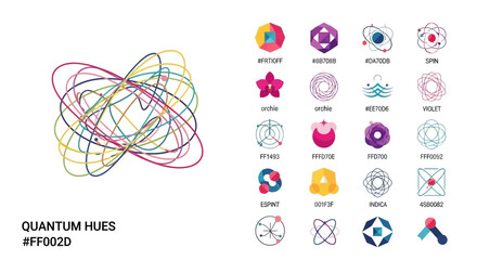 Quantum hues and vector logo design elements for branding and abstract graphics