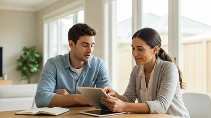 Couple Planning Finances Together Using Tablet at Home. - Powered by Adobe