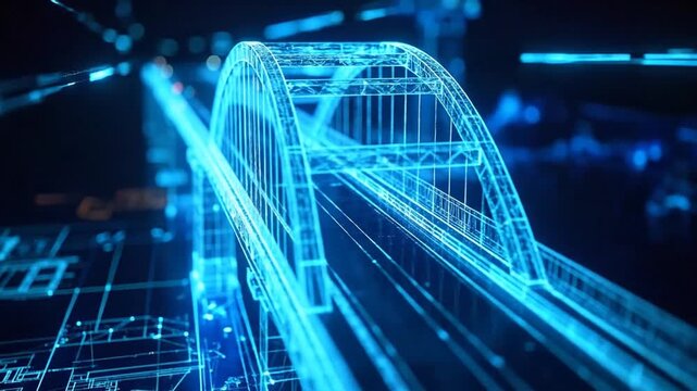 Futuristic Bridge Design Digital Blueprint of an Architectural Marvel in a High-Tech World