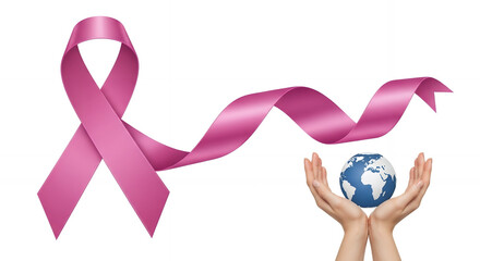 Global breast cancer awareness support and solidarity pink ribbon