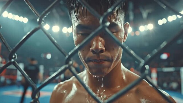 Intense MMA Fighter A Portrait of Determination and Resilience in the Arena