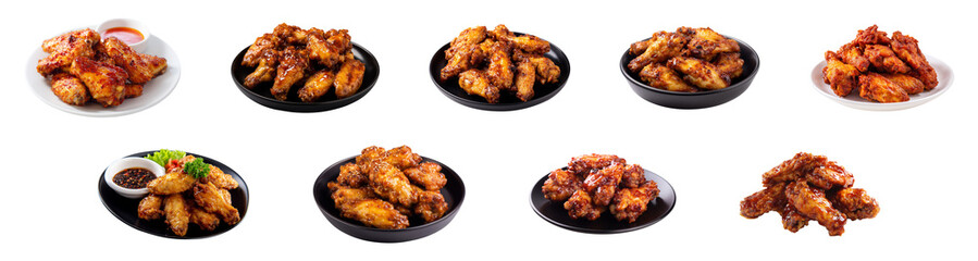 Tasty wings dish served in plate isolated.