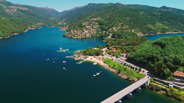 Aerial View of Praia de Alqueirao Beach and River Caldo, Northern Portugal