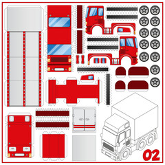 Truck. A set for making a paper model. Isolated on white background. Vector illustration.