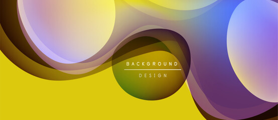Abstract flowing shapes, vibrant colors, yellow base. Modern design element for backgrounds, presentations. Smooth gradients create depth.
