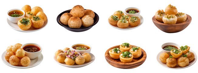 Indian pani puri dish isolated.