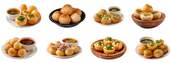 Indian pani puri dish isolated.