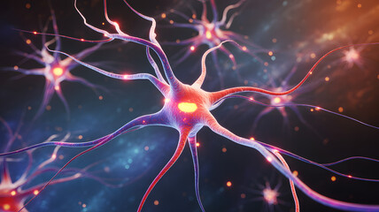 Neural Network's Core: An up-close view illuminates the intricate architecture of a neuronal network, highlighting interconnected neurons that pulse with cognitive activity.