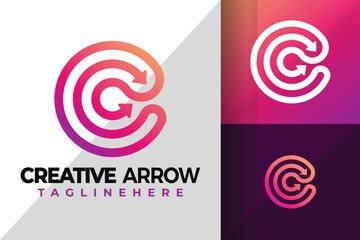 Letter C Arrow Multiline Logo Logos Design Element Stock Vector Illustration