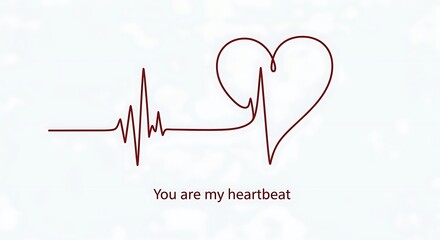 Heartbeat Line Art with Love Message - A Minimalist Valentines Day Design.
