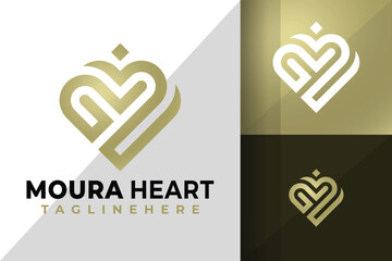 Letter M Heart Luxury Logo Icon Vector Design Illustration