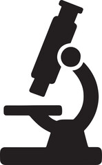 Microscope silhouette icon in bold vector style, ideal for science education, research, and classroom use