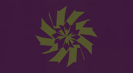 Abstract Geometric Spiral Pattern in Green on Dark Purple Background