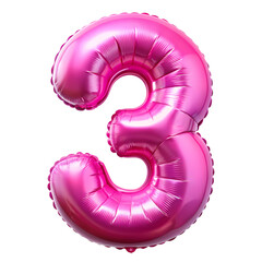 Celebrate with a vibrant pink number three balloon