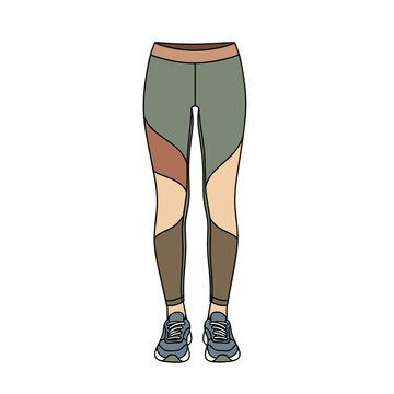 Sports leggings with sneakers in earthy tones for active wear  