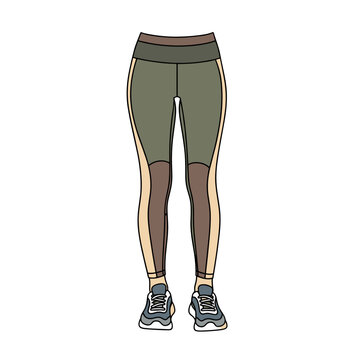 Sports leggings with sneakers in green and brown colors  