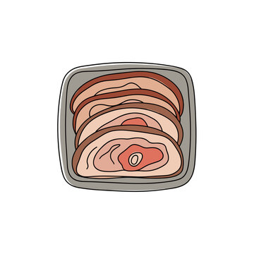 Sliced turkey in a rectangular container ready for serving  