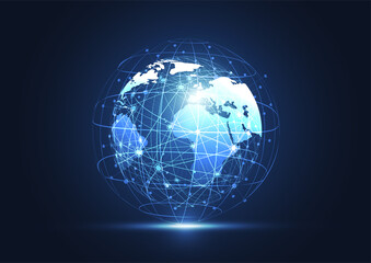 Global network connection. World map point and line composition concept of global business. Vector Illustration