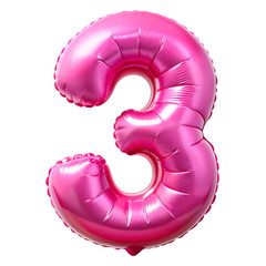 Vibrant pink balloon number three for celebration