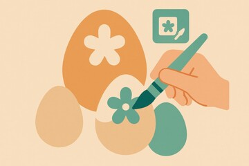 Creative hand painting a decorative Easter egg with a flower motif encapsulating the spirit of spring celebration expression and artistic innovation