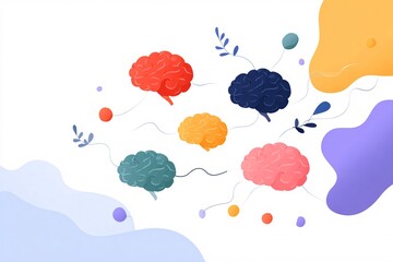 Colorful representation of diverse brains highlighting neurodiversity and cognitive differences