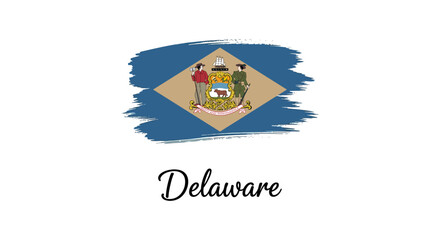 Delaware State Flag Brush Stroke Vector Illustration on White Background