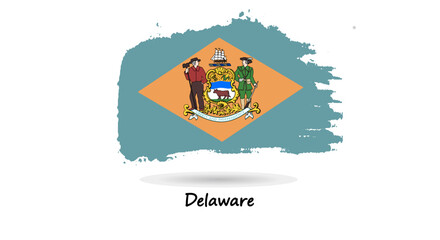 Delaware State Flag Painted Brush Stroke Illustration
