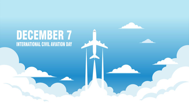 International Civil Aviation Day Airplane Flight Over Clouds