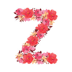Vector floral letter, capital character Z
