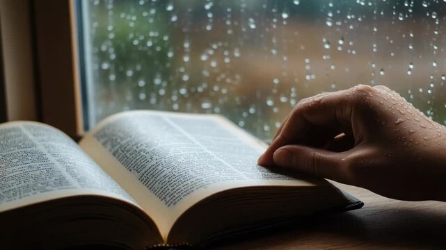 Video Person sitting in front of window, reading book