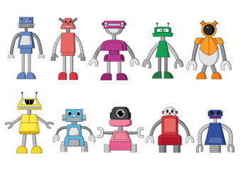 robot character design monster creative isolated and toy colorful cute illustration vector