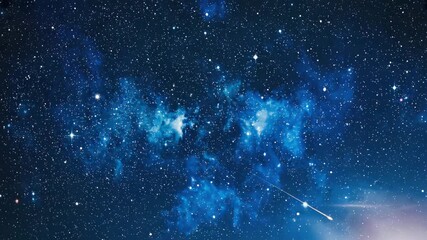Deep blue night sky with countless stars, glowing nebulae, and shooting meteors - Powered by Adobe